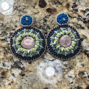 Anthropologie Blue and Green Beaded Earrings